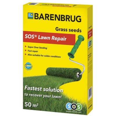 Професионална тревна смес за възстановяване на морава Barenbrug SOS Lawn Repair 1 кг – Бърз ремонт на тревни площи до 50 м²